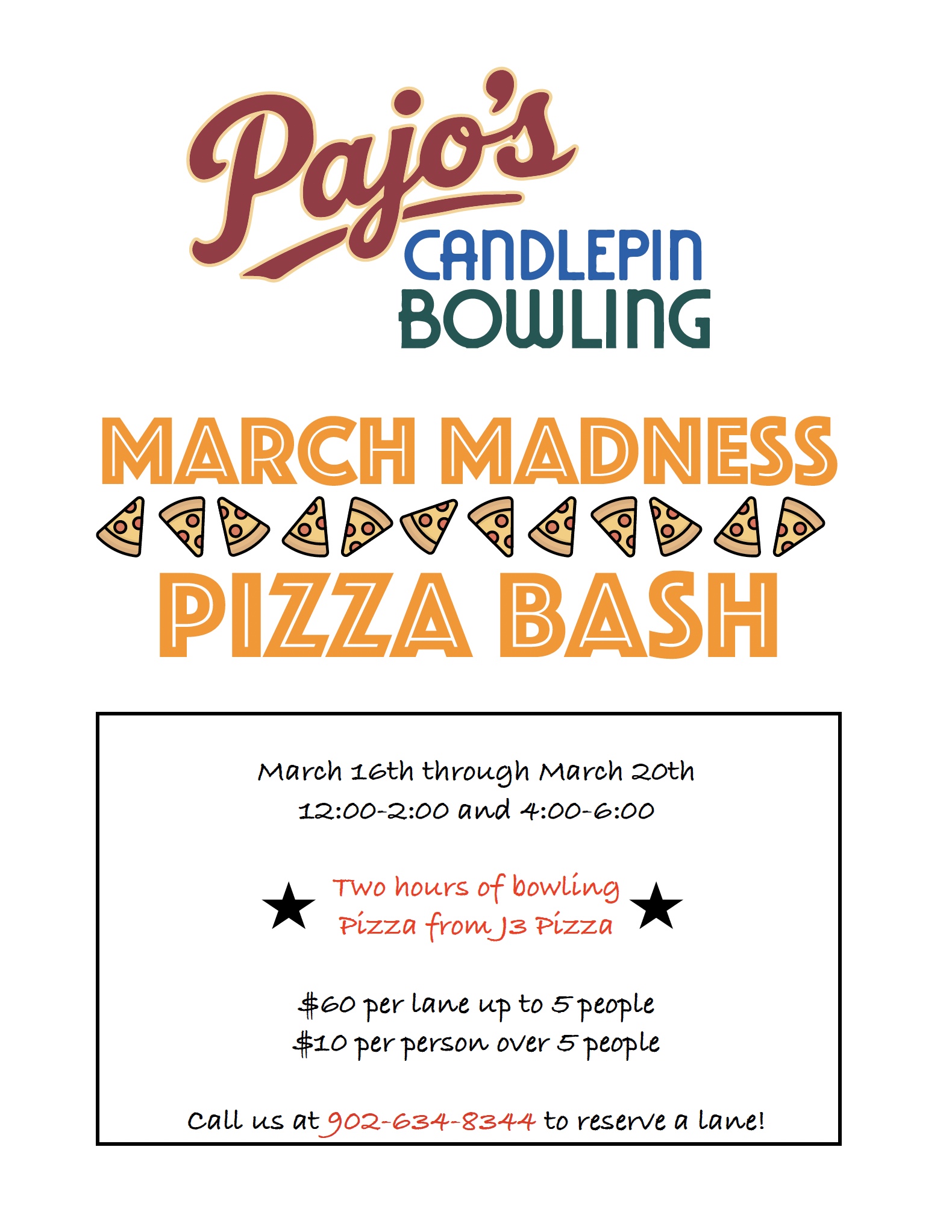 Pajo’s Bowling March Madness Pizza Bash