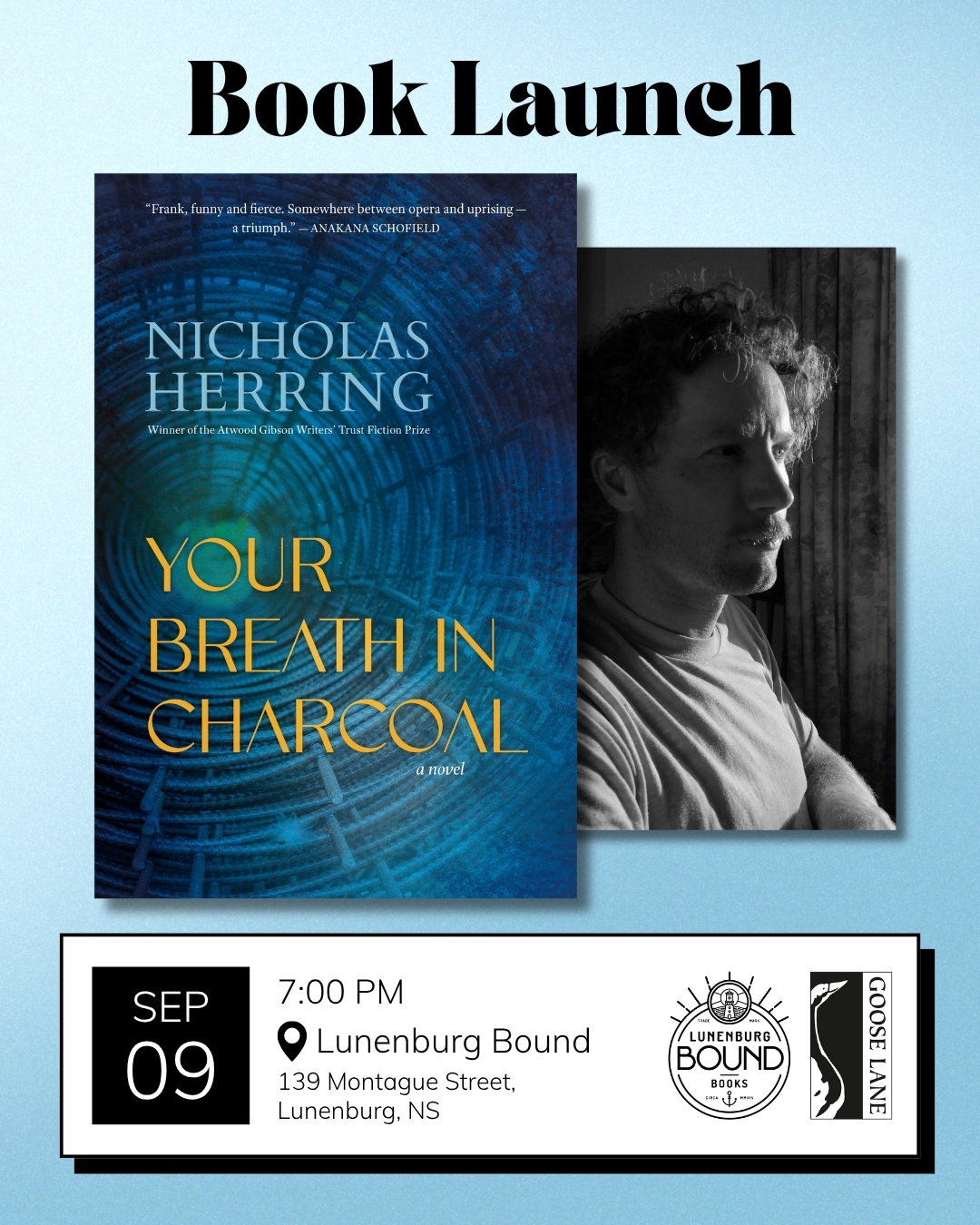 Lunenburg Book Launch: Your Breath in Charcoal by Nicholas Herring